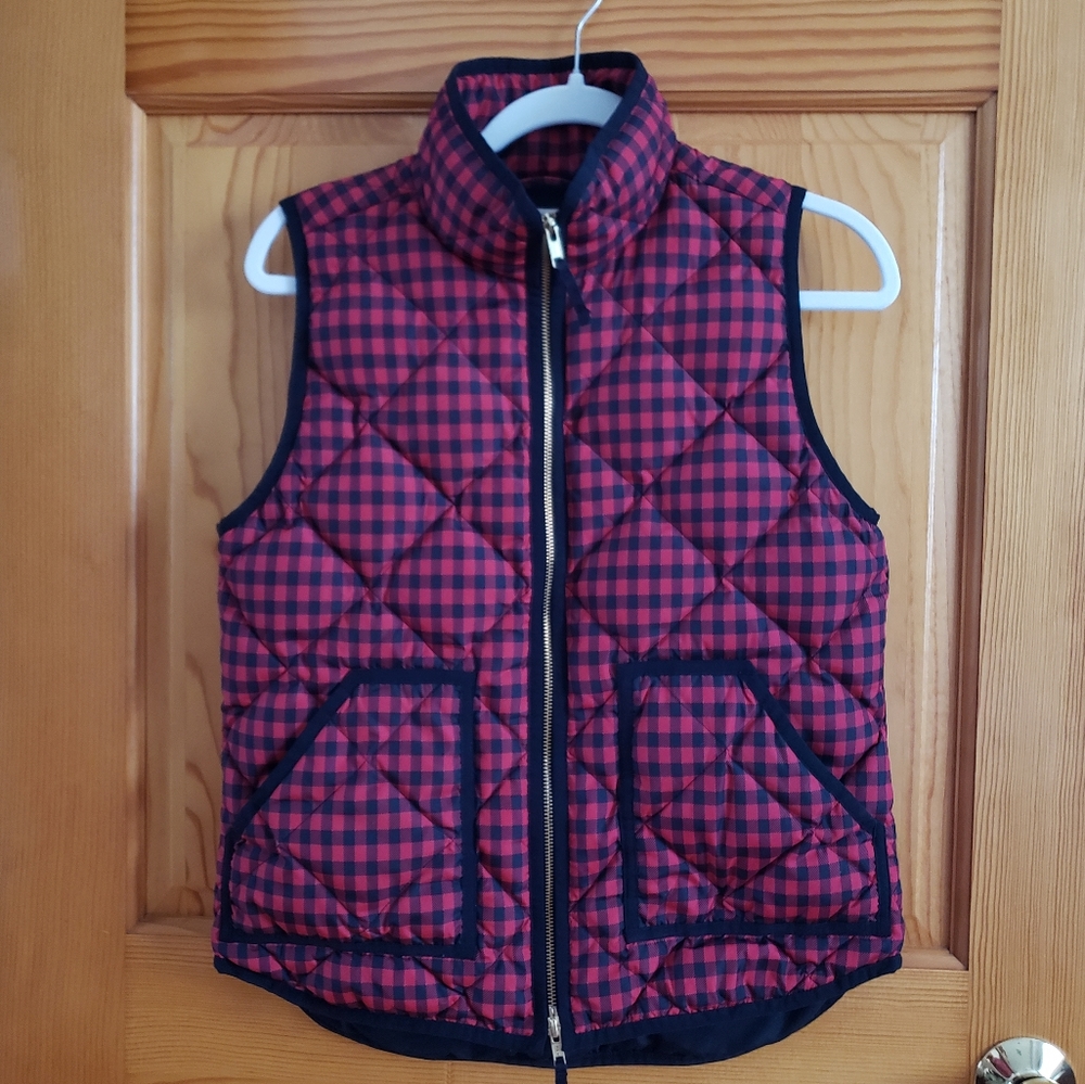 J Crew Buffalo Check Quilted Vest